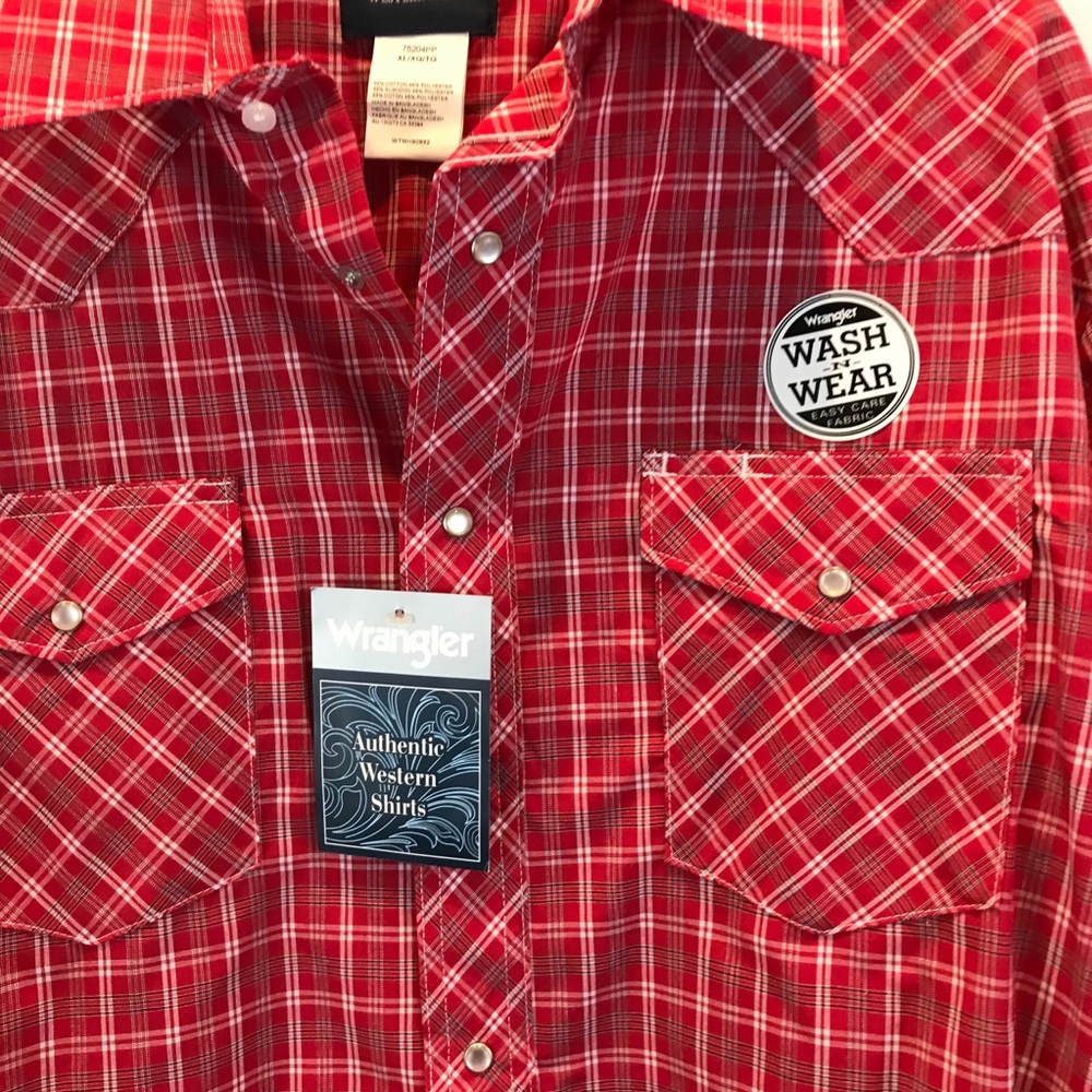 🇺🇸ALS🇺🇸 NWT XL Red Wrangler Western Shirt - Picture 10 of 12